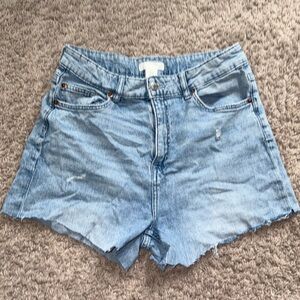 H&M Blue Jean Shorts with Distressed Look
